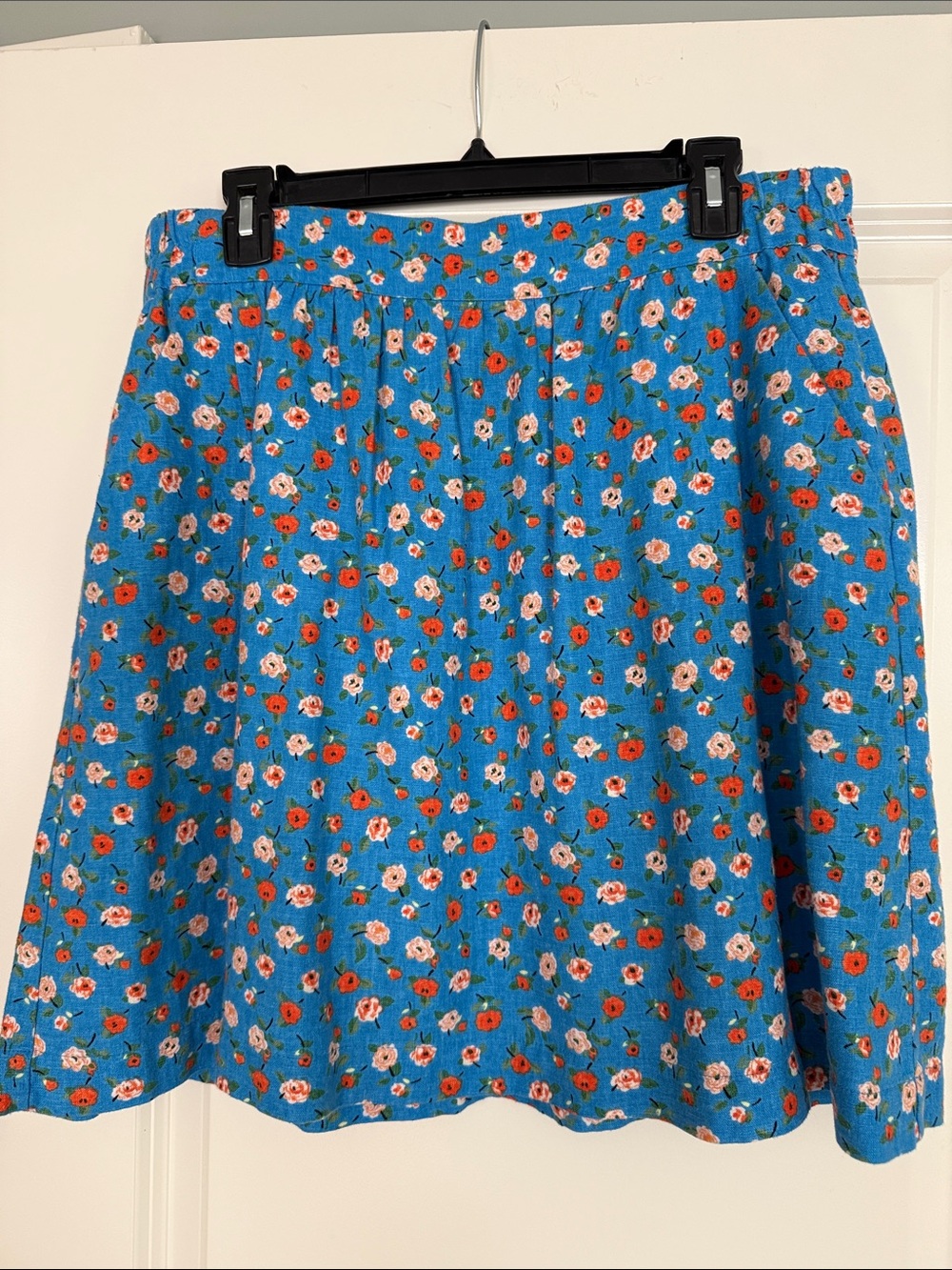 LOFT Blue Floral Skater Skirt